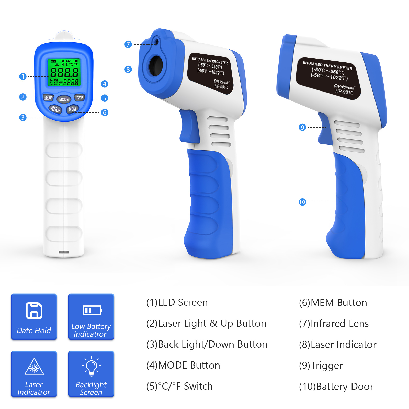 Termômetro Infravermelho -50 ℃ - Industrial Laser Thermometer Gun avaliação e preço