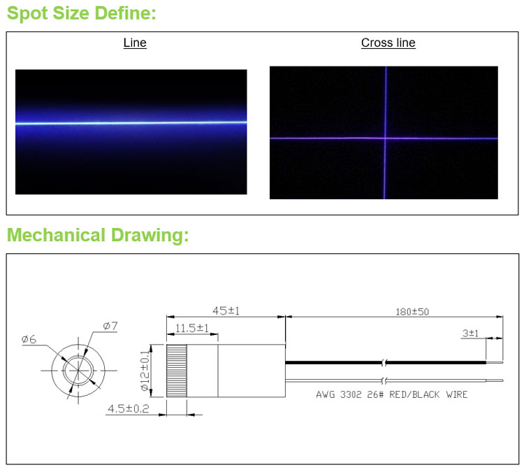 D12x45mm focalizável 405nm 1mW - Industrial Blue Laser avaliação e preço